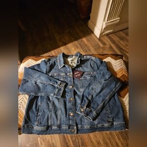 Ava & Viv Plus Denim Jacket with Button Closure
